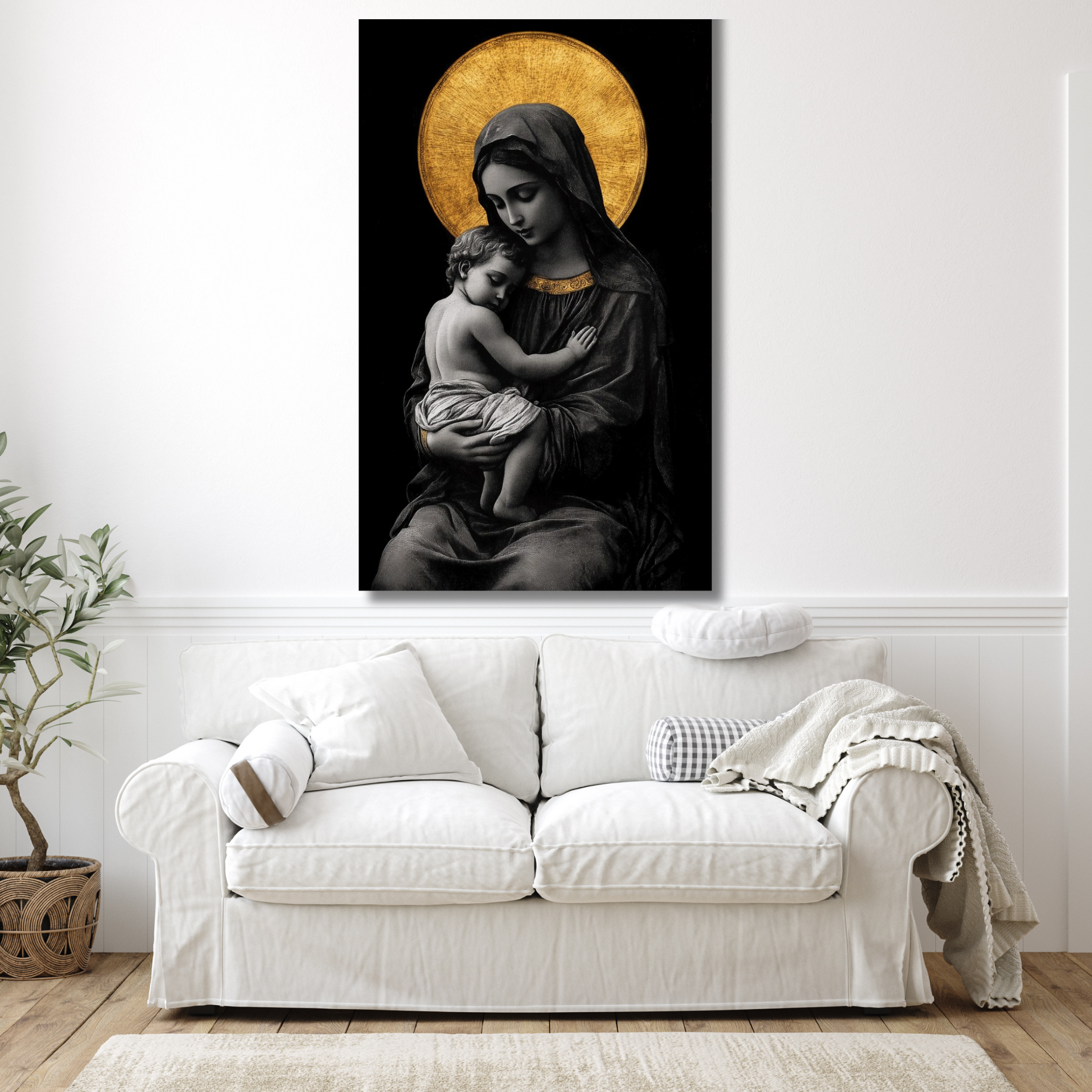 María con el niño byn - Image 2