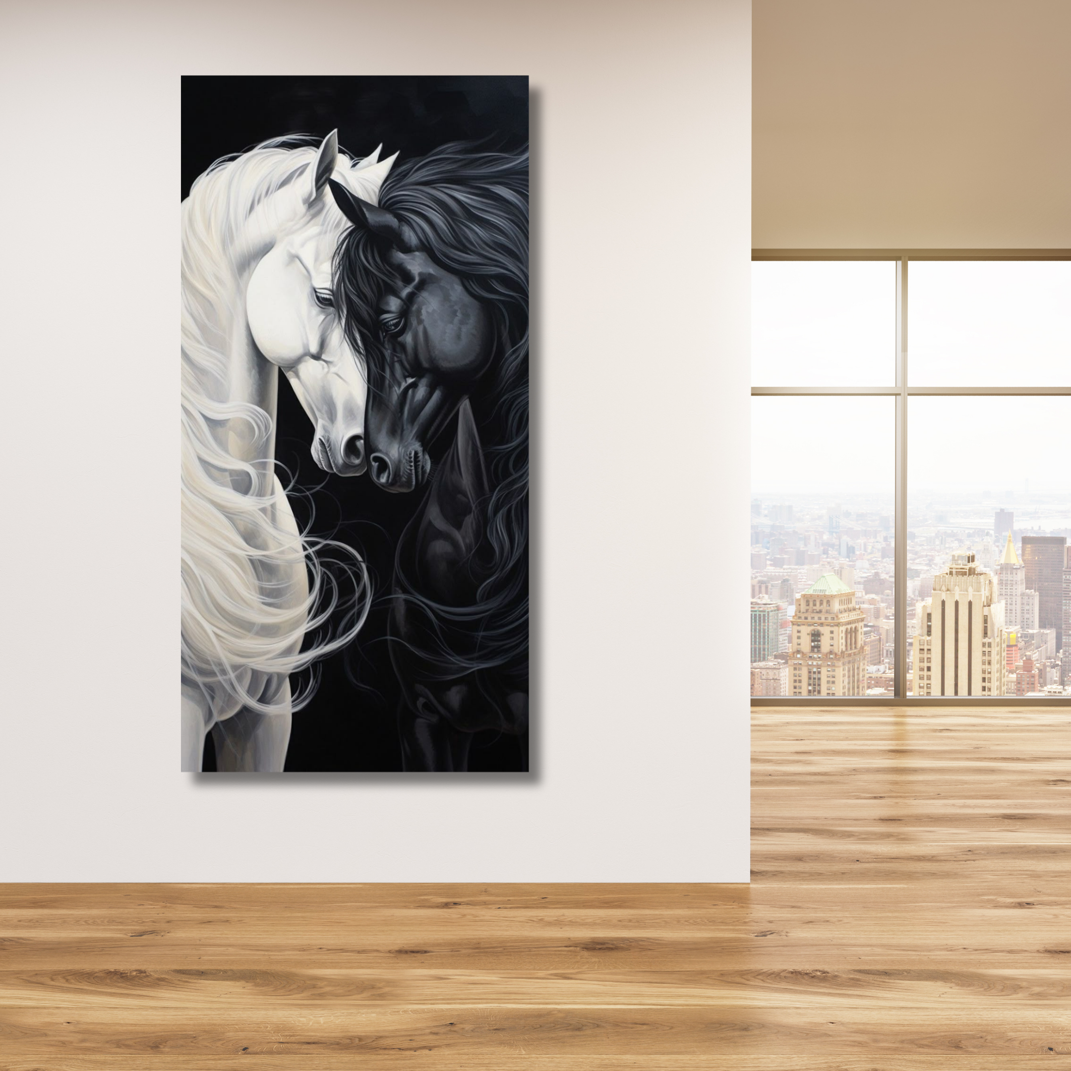 Pareja de caballos blanco y negro dos - Image 2