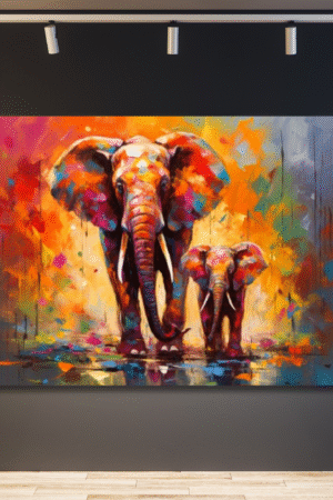 Pareja de elefantes en brochazos