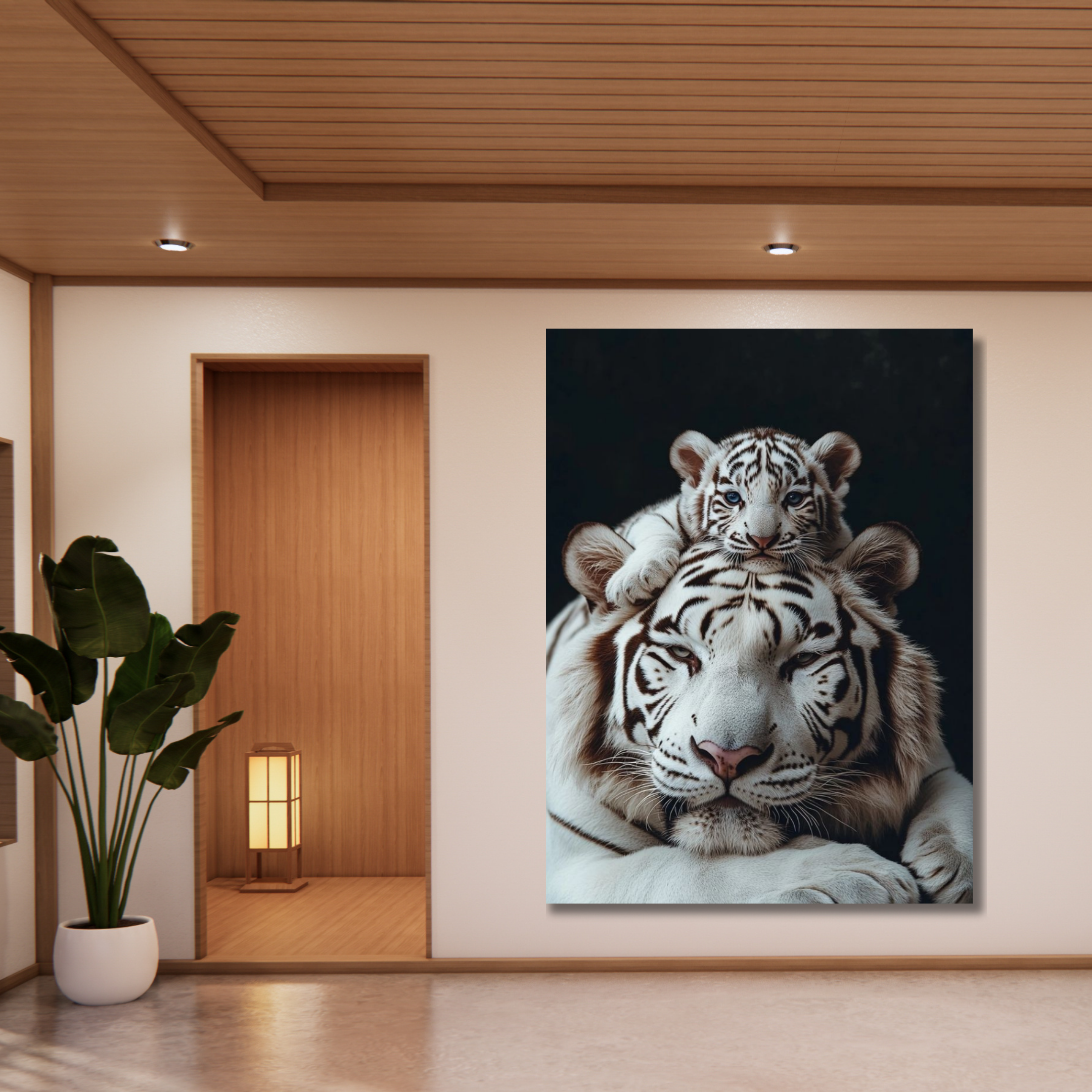 Tigre albino de bengala con bebé - Image 2