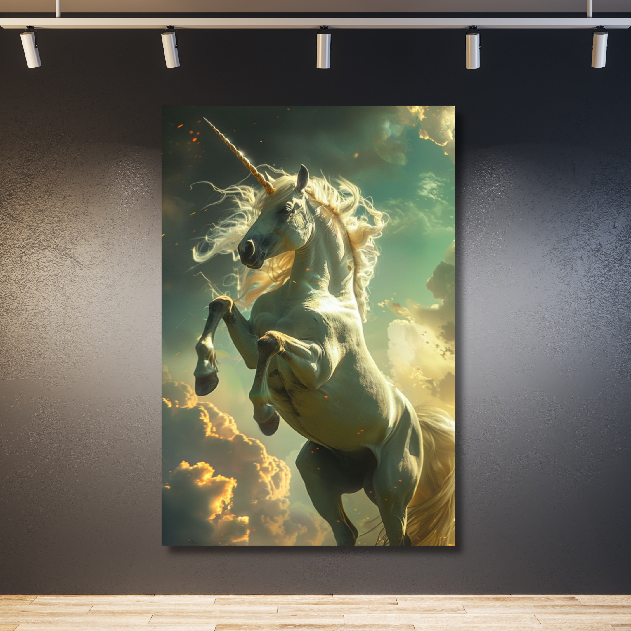 Unicornio cielo verde